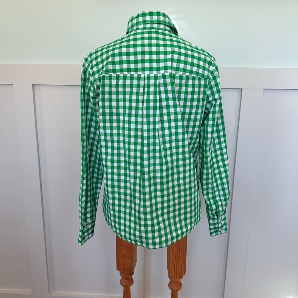 Boden Gingham Check Button Up Shirt Women’s Size 6R Kelly Green Country Prep - Picture 4 of 9